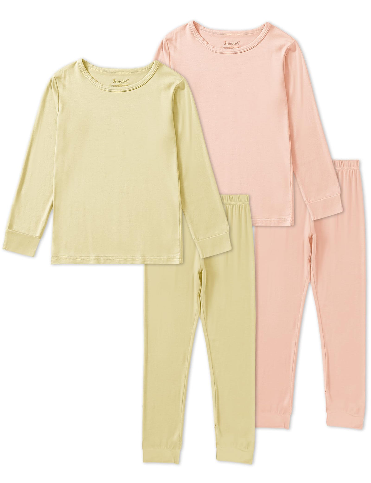 Jimonda Baby Boys Girls Pajama Sets Toddler Long Sleeve Sleepwear Sets Rayon from Bamboo Pajamas Sets 4pcs PJs 18M-8Y