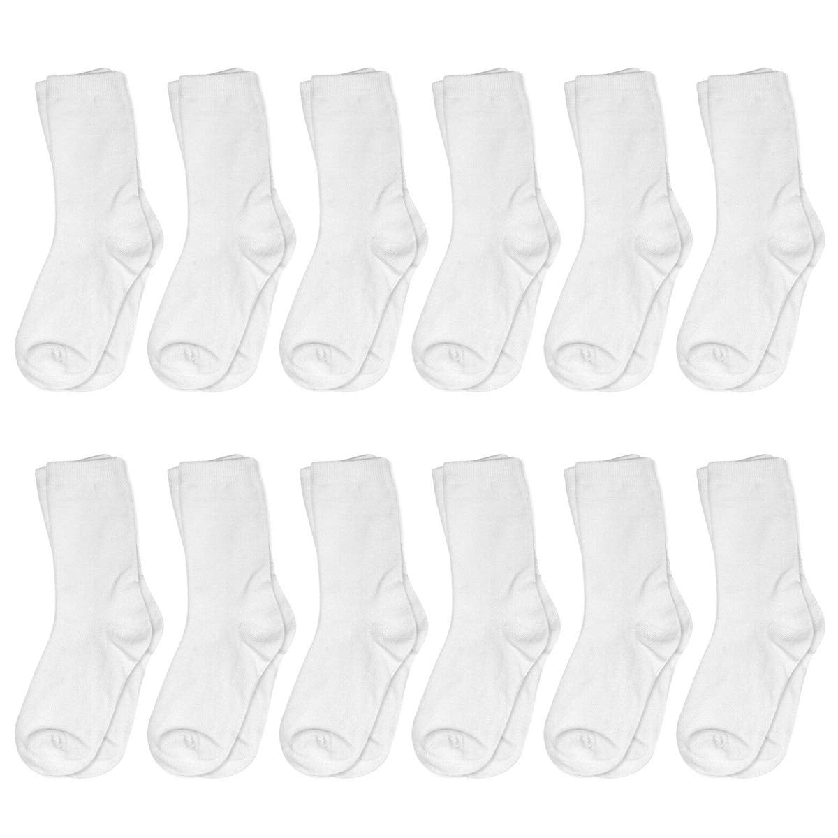 Falari 12-Pack Boy Toddler Kids Cotton Crew Socks, Casual Athletic Dress Socks