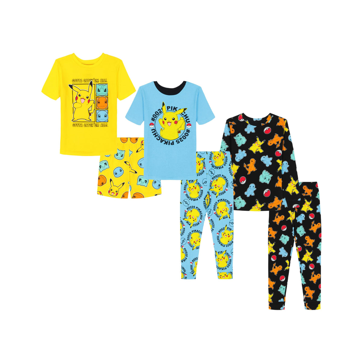 Pokémon Boys' 6-piece Snug-fit Cotton Pajama Set, Matching Pajamas