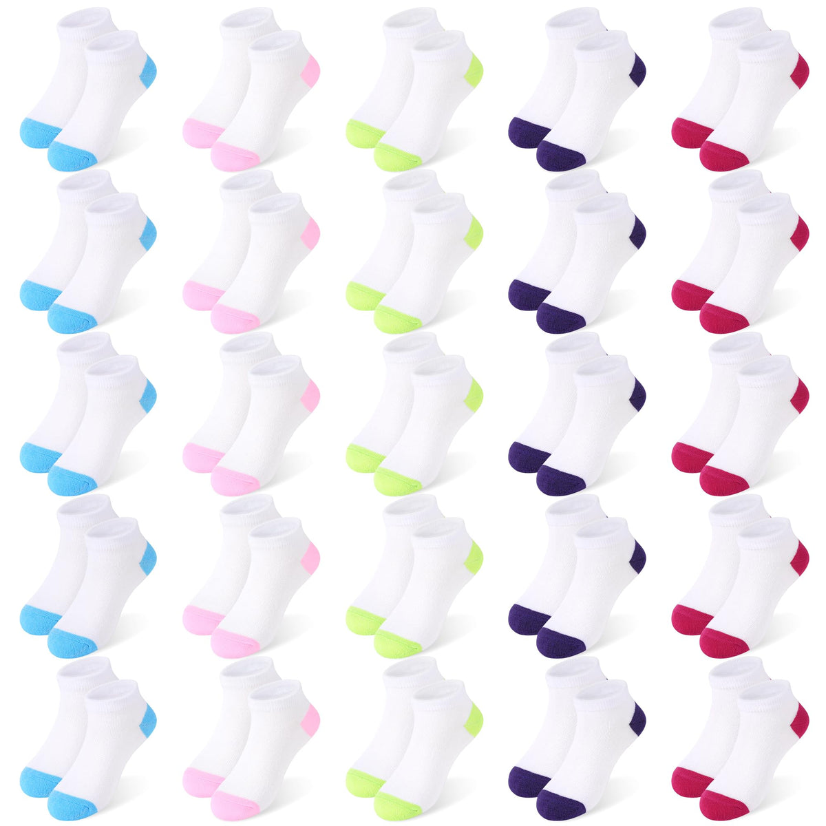 ZERULETS 25 Pairs Kids Socks Toddler Ankle Low Cut Short Socks 1-14 Years