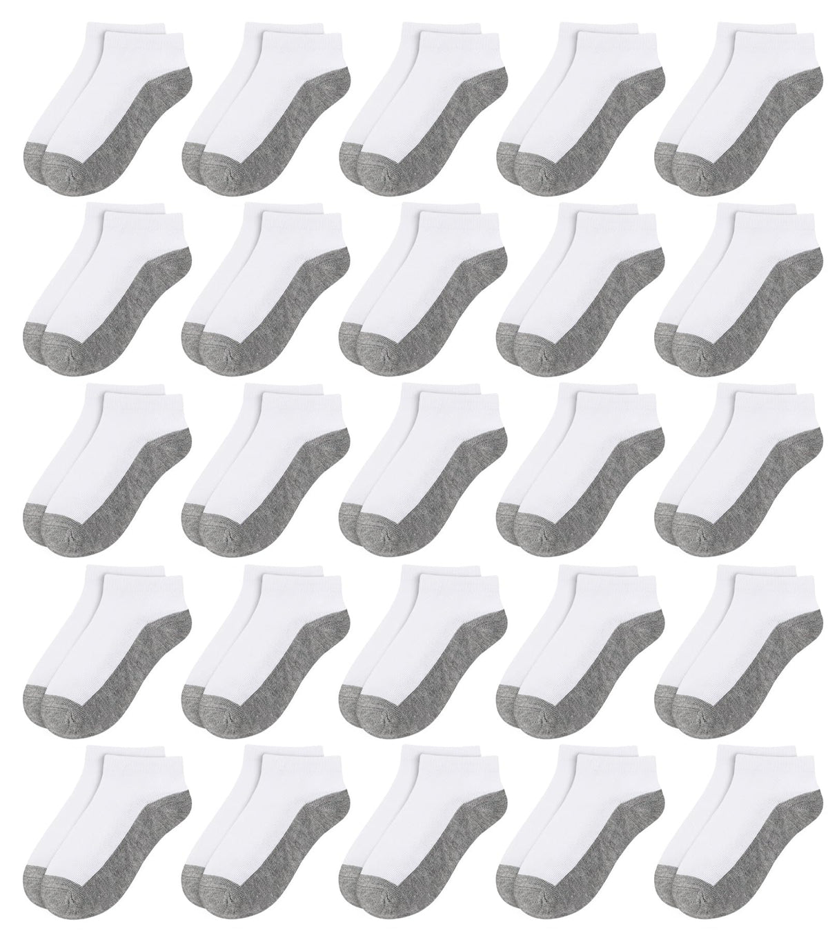 BOOPH 25Pack Kids Low Cut Ankle Socks Boys Girls Half Cushion Athletic Sock