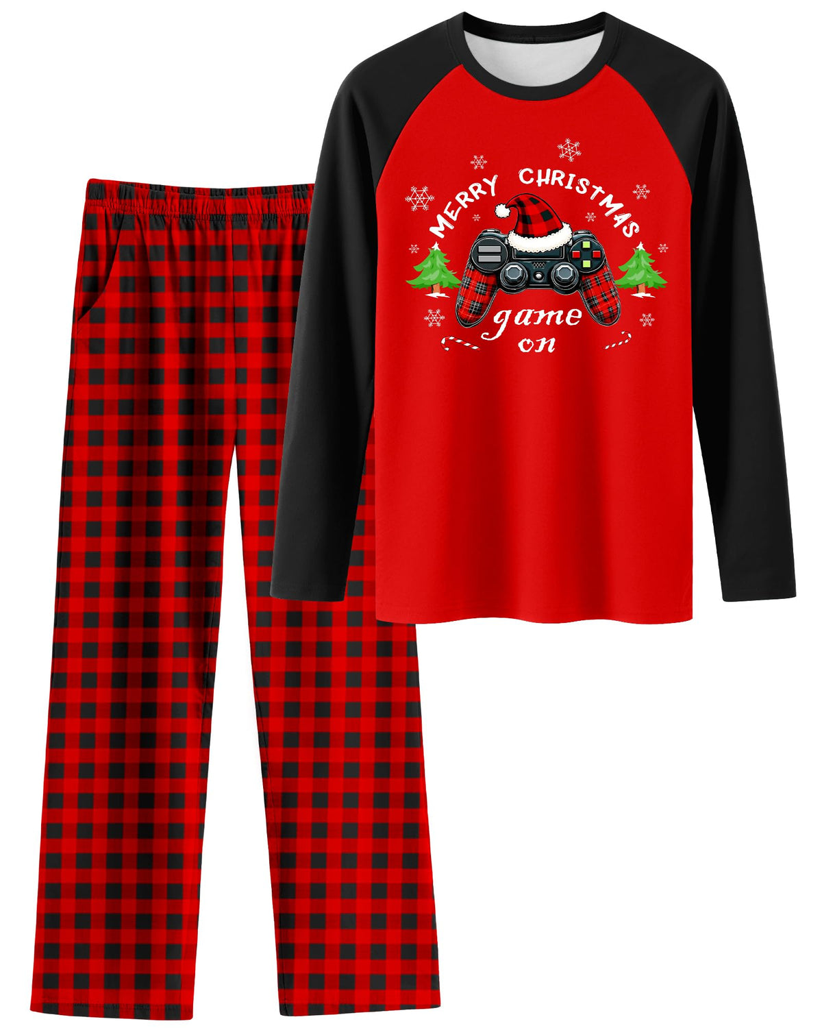PASHOP Boys Pajamas Cozy Soft Long Sleeves Top and Pants 2 Piece Cool Pjs Pajamas Set Big Boys Sleepwear Size 8-14