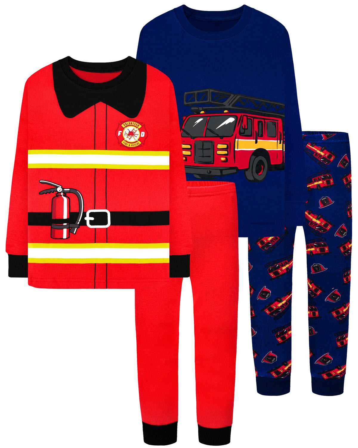 DAUGHTER QUEEN Boys Pajamas 4 Pieces Long Set 100% Cotton Sleepwear Size 18 Months-12 Years