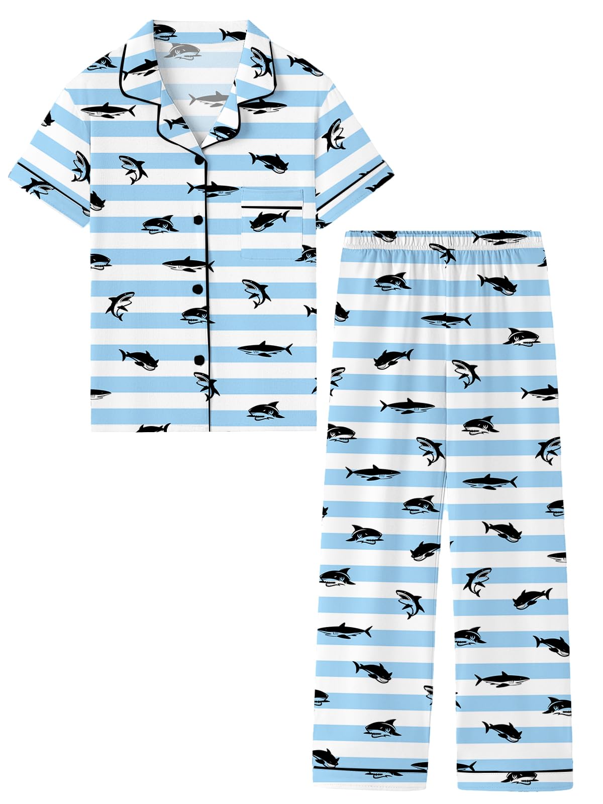 Umeyda Boys 100% Cotton Pajamas Short Sleeve and Long Pants 2-Piece PJ Set