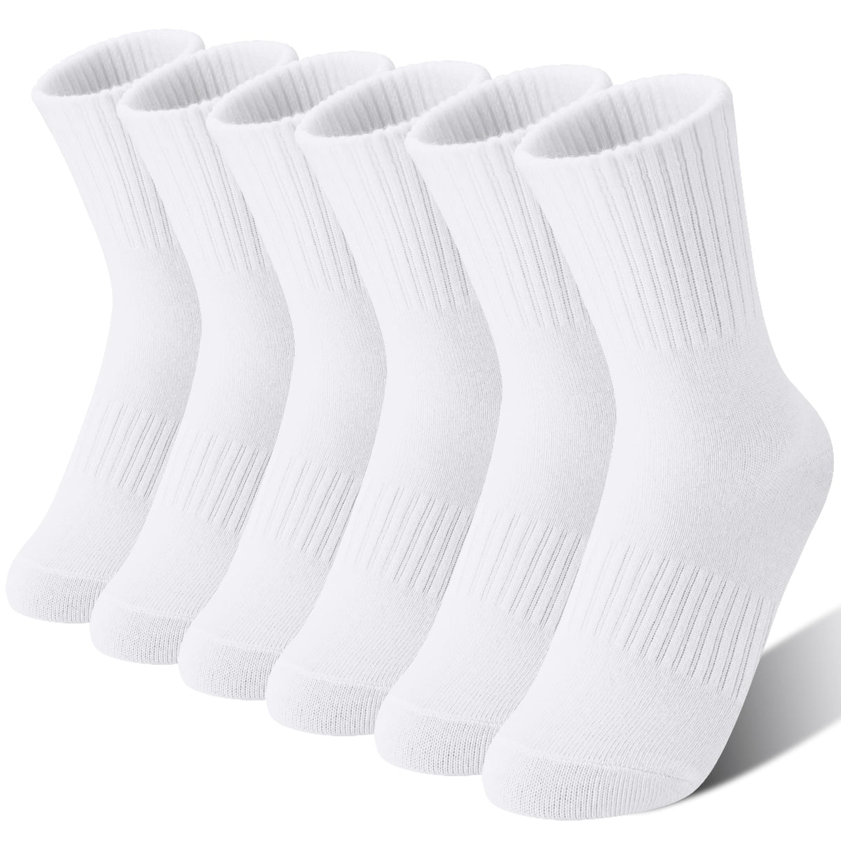 MOGGEI Boys Kids Girls Athletic Socks Basketball Sport Youth Crew Cotton Breathable Outdoor Socks 6 Pairs