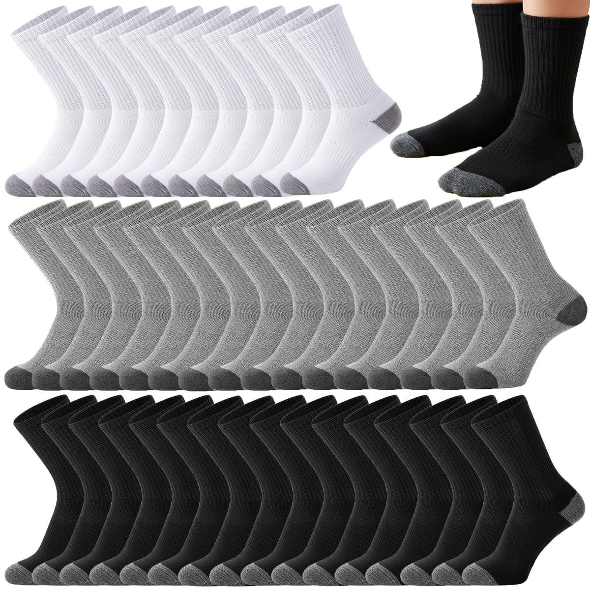 20 Pairs Crew Athletic Socks for Kids Breathable Cushion Crew Socks for Kids Sport Running Traveling