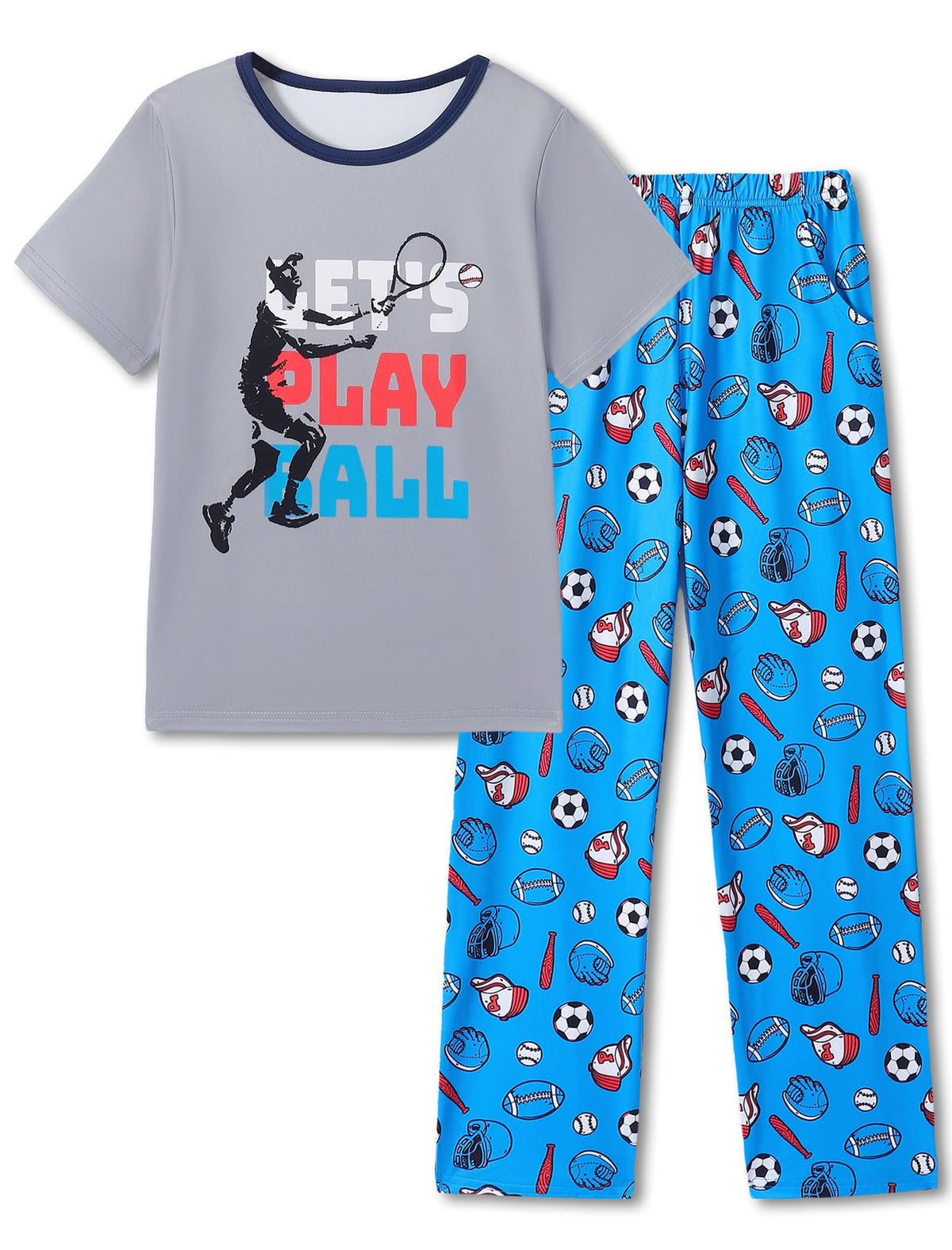 Mikrdoo Boys Pajamas 2 Piece Short Sleeve & Pants Pjs Set Soft Fun Sleepwear for Kids Size 6-16 Years
