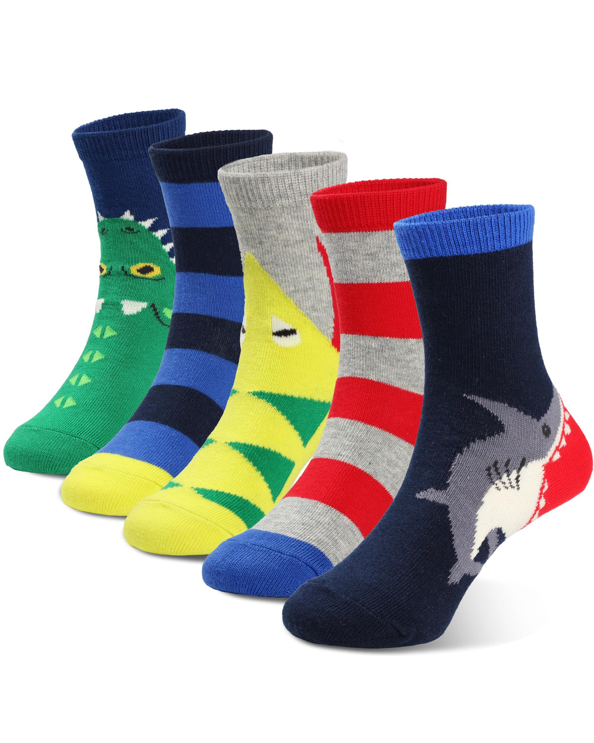 COTTON DAY Kids Boys Crew Dress Socks Bright Colorful Pattern Design