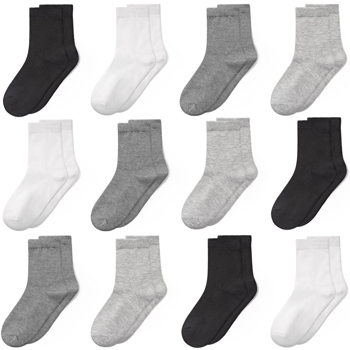 GENTABY Kids Socks 12 Pairs Boys Girls Athletic Crew Socks for Ages 1-13