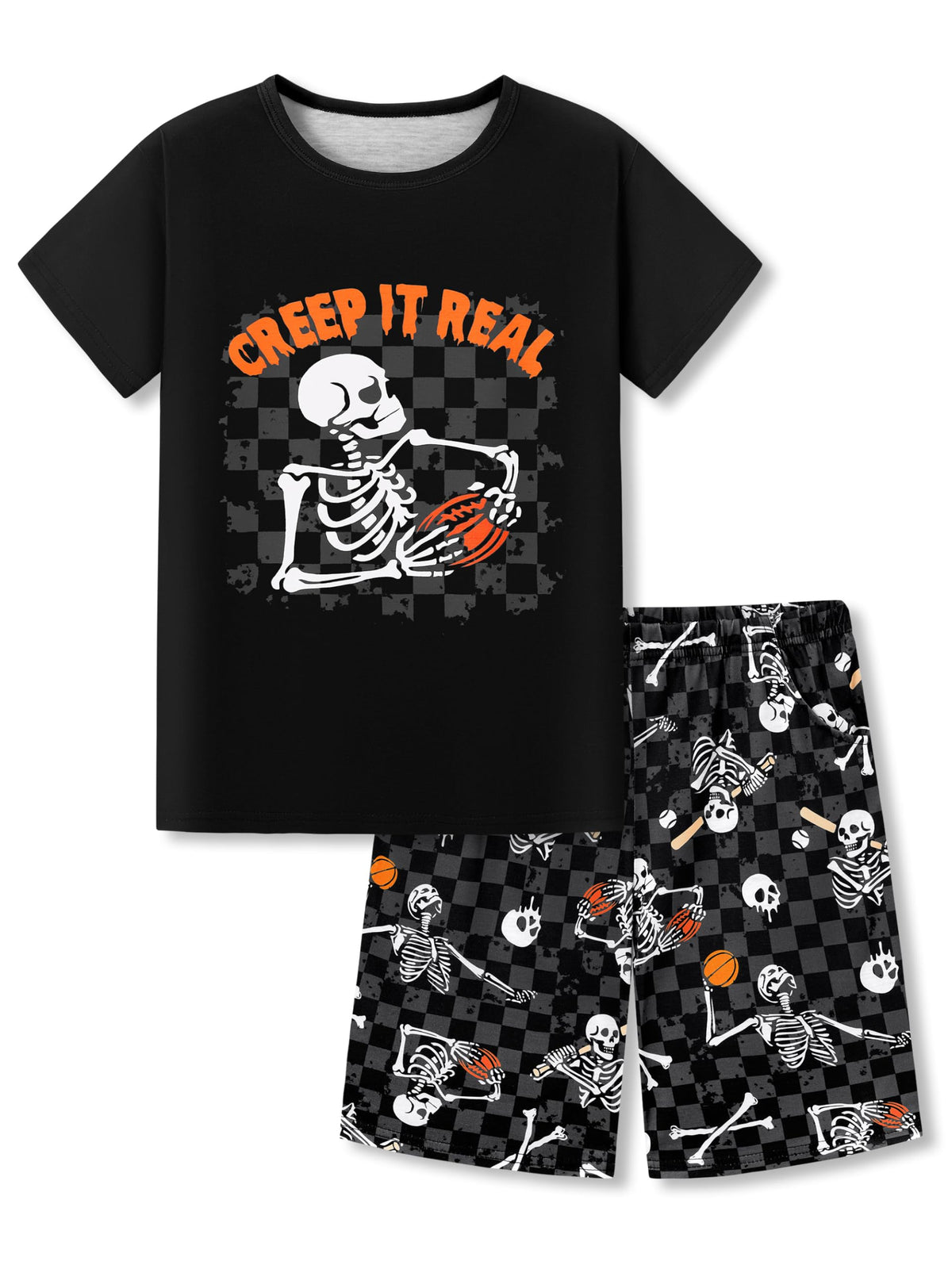 Topgal Boys 2-Piece Short Sleeve Tee & Shorts Pajamas Set Size 6-18