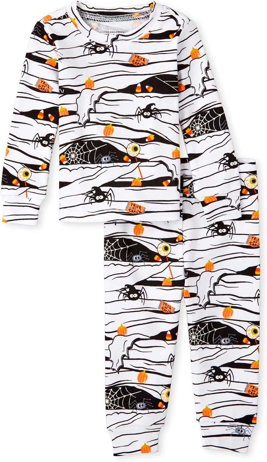 The Children's Place,Unisex Baby and Toddler Matching Family Glow Mummy Snug Fit Cotton Pajamas,White,5T