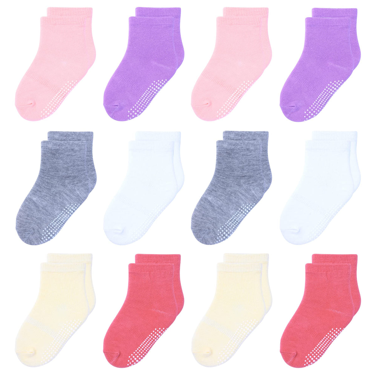 Toddler Non Slip Grip Crew Socks for 1-7 Years Baby Kids Boys Girls