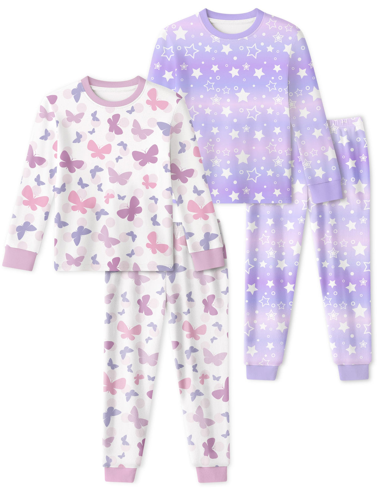Yoofoss Toddler Pajamas 100% Organic Cotton 4 Piece Long Sleeve Fall Pajama Set Kids Pajamas for Boys Girls Snug Fit Pjs Set