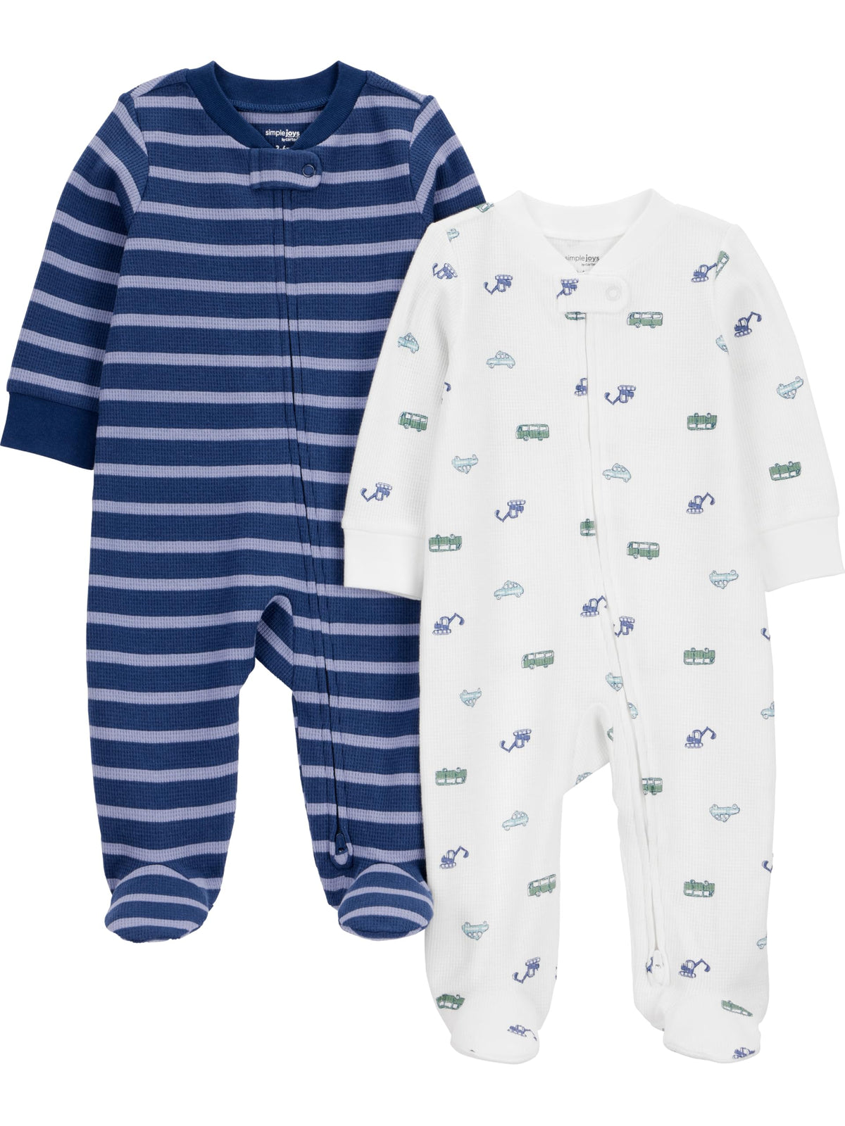 Simple Joys by Carter's Baby Boys' 2-way Zip Thermal Footed Sleep and Play, Pack of 2