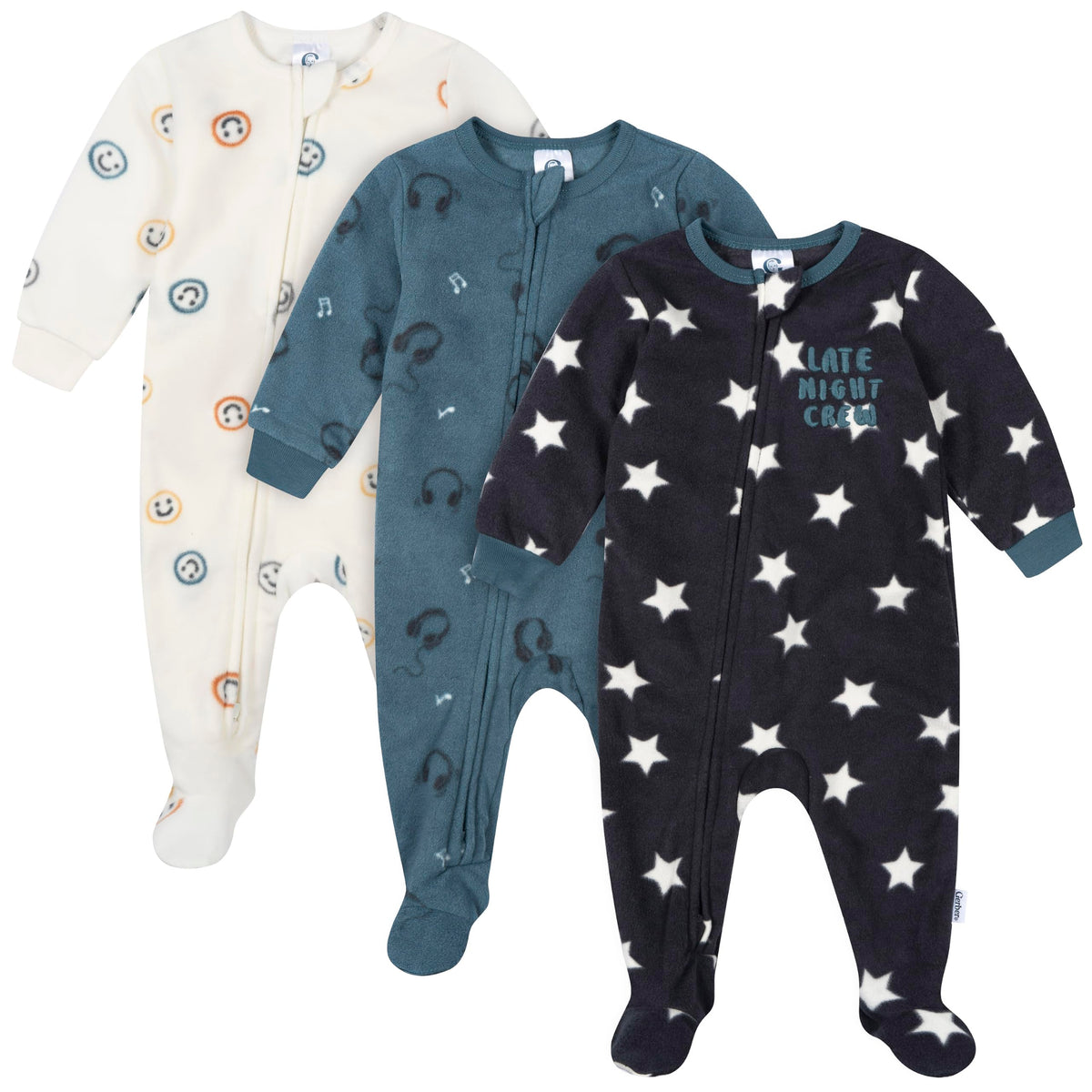 Gerber Baby Boys 3-Pack Fleece Footed Pajamas