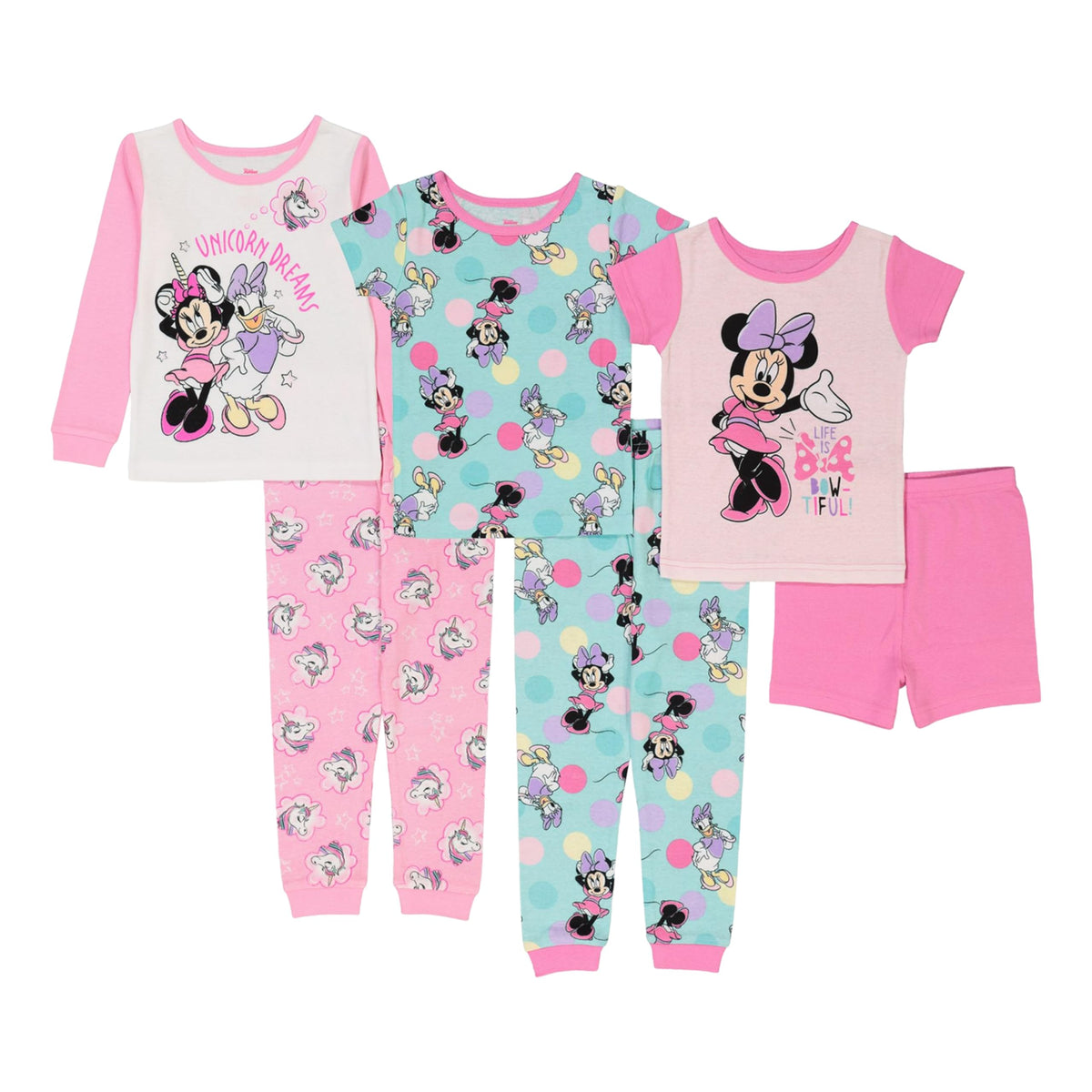 Disney Unisex Kids' 6-piece Snug-fit Cotton Matching Comfortable Pajama Set, Soft & Cute for Kids