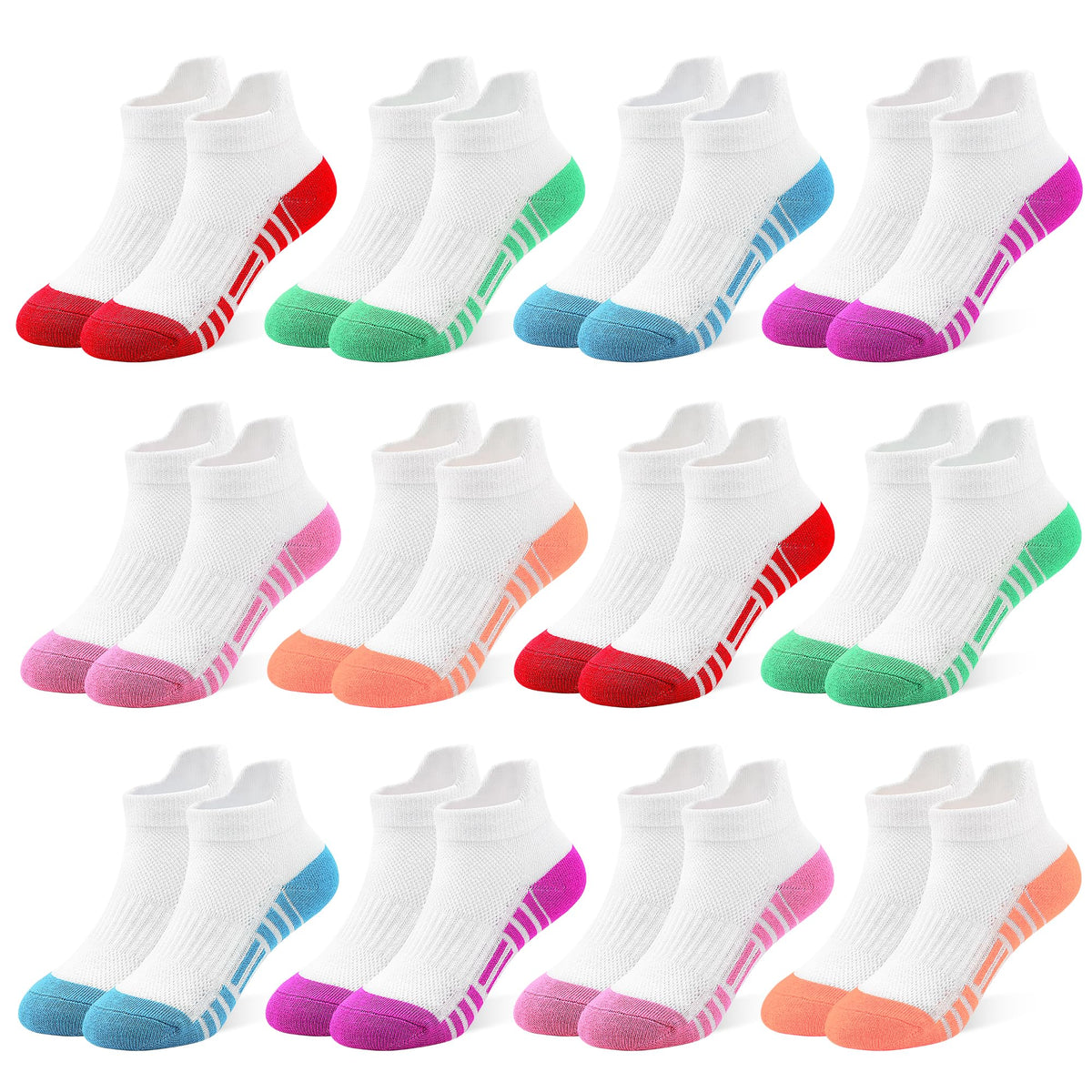 GENTABY 12 Pairs Boys Socks Kids Athletic Ankle Socks for Toddler 1-14Y