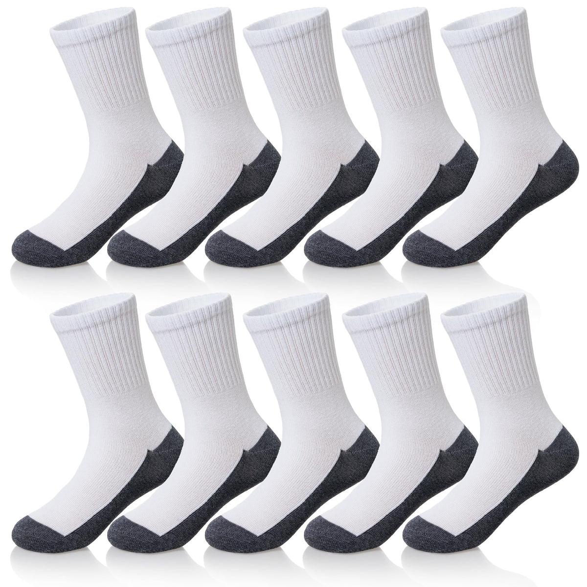 Kids Classics Crew Socks 10 Pairs Child Boy Girls Athletic Cotton Basic School Uniform Breathable Casual Sports Socks