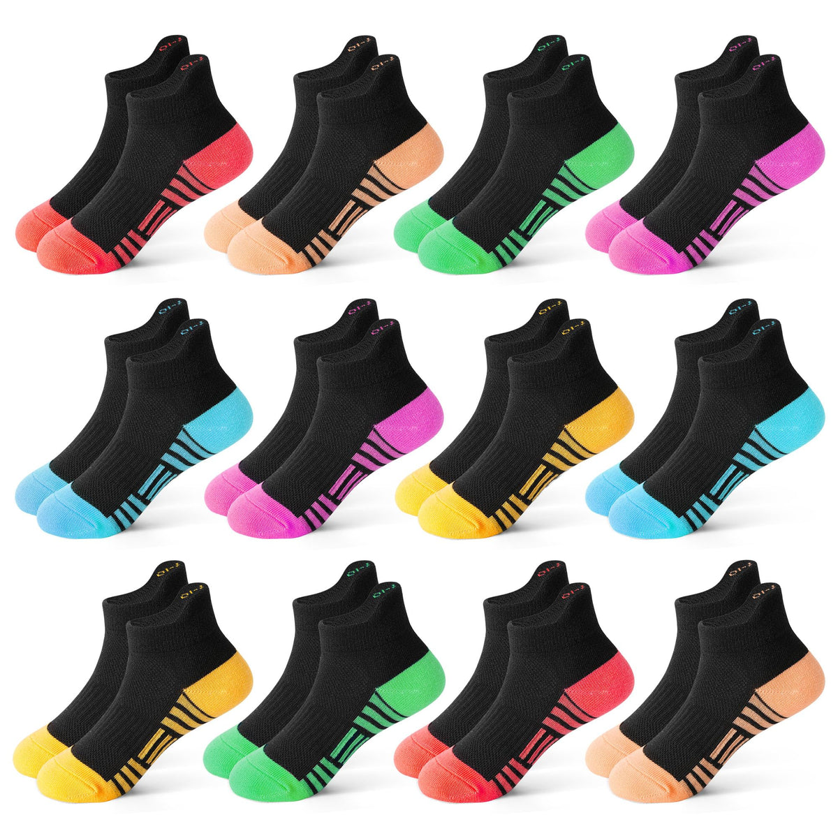 ZERULETS Kids Socks 12 Pairs Toddler Ankle Athletic Socks with Tab 1-14 Years