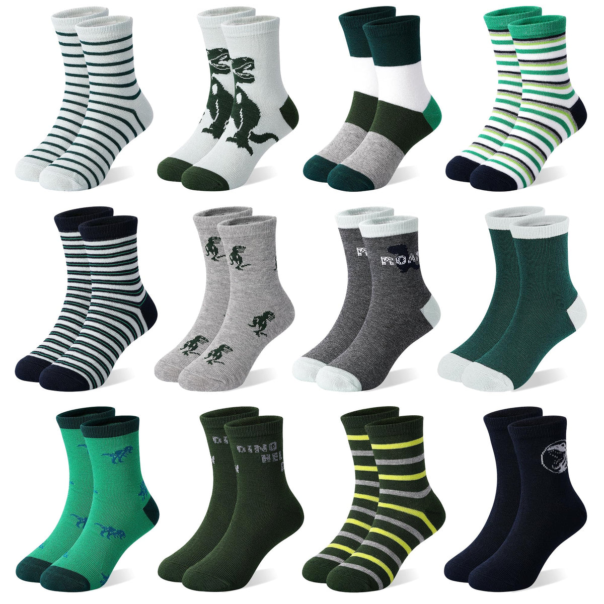 Boys Socks 12 Pairs Novelty Crazy Crew Socks for Toddler 1-7 Years