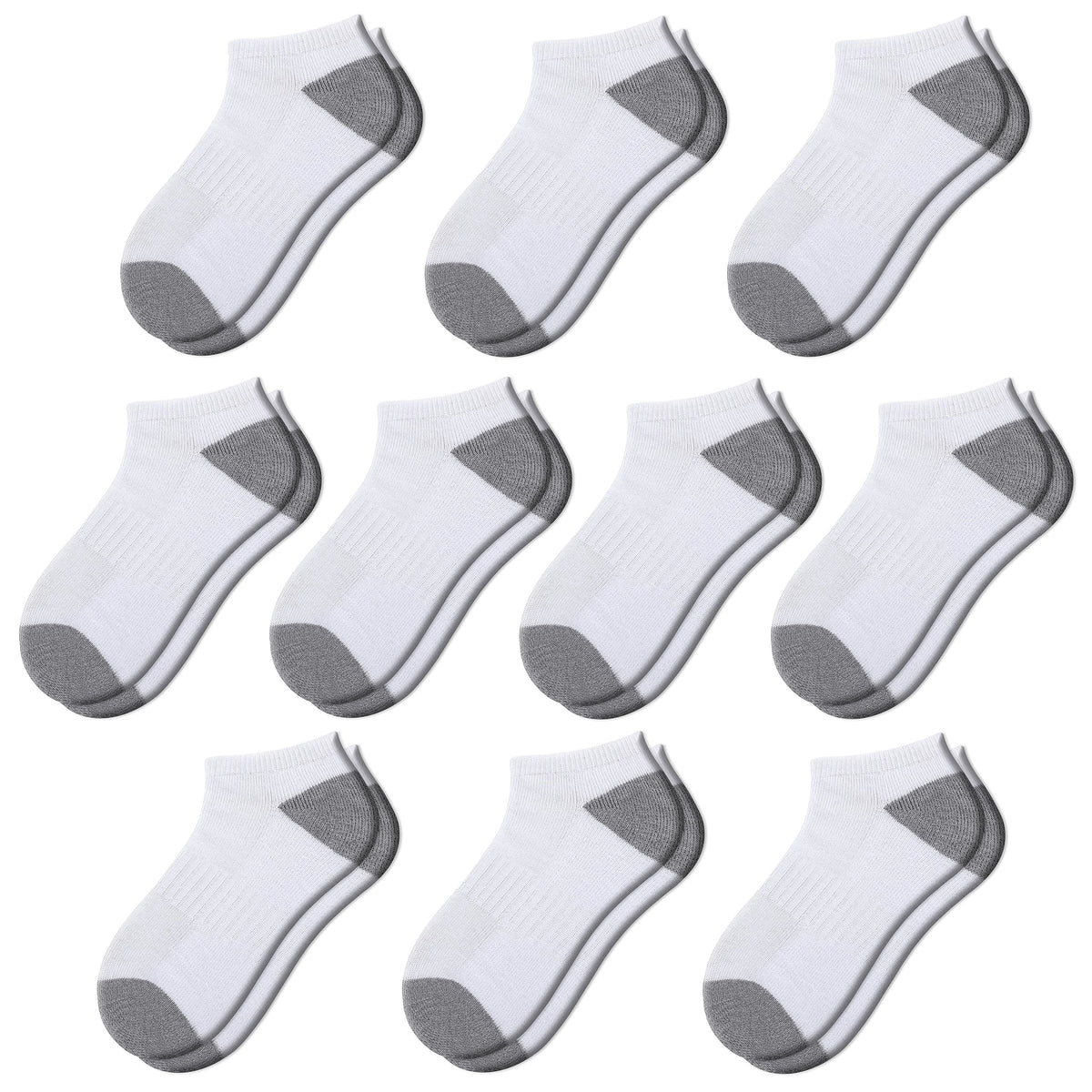 Comfoex 10 Pairs Boys Socks 4-6 6-8 8-10 Years Old Low Cut Ankle Athletic Socks For Kids Short Half Cushioned Socks