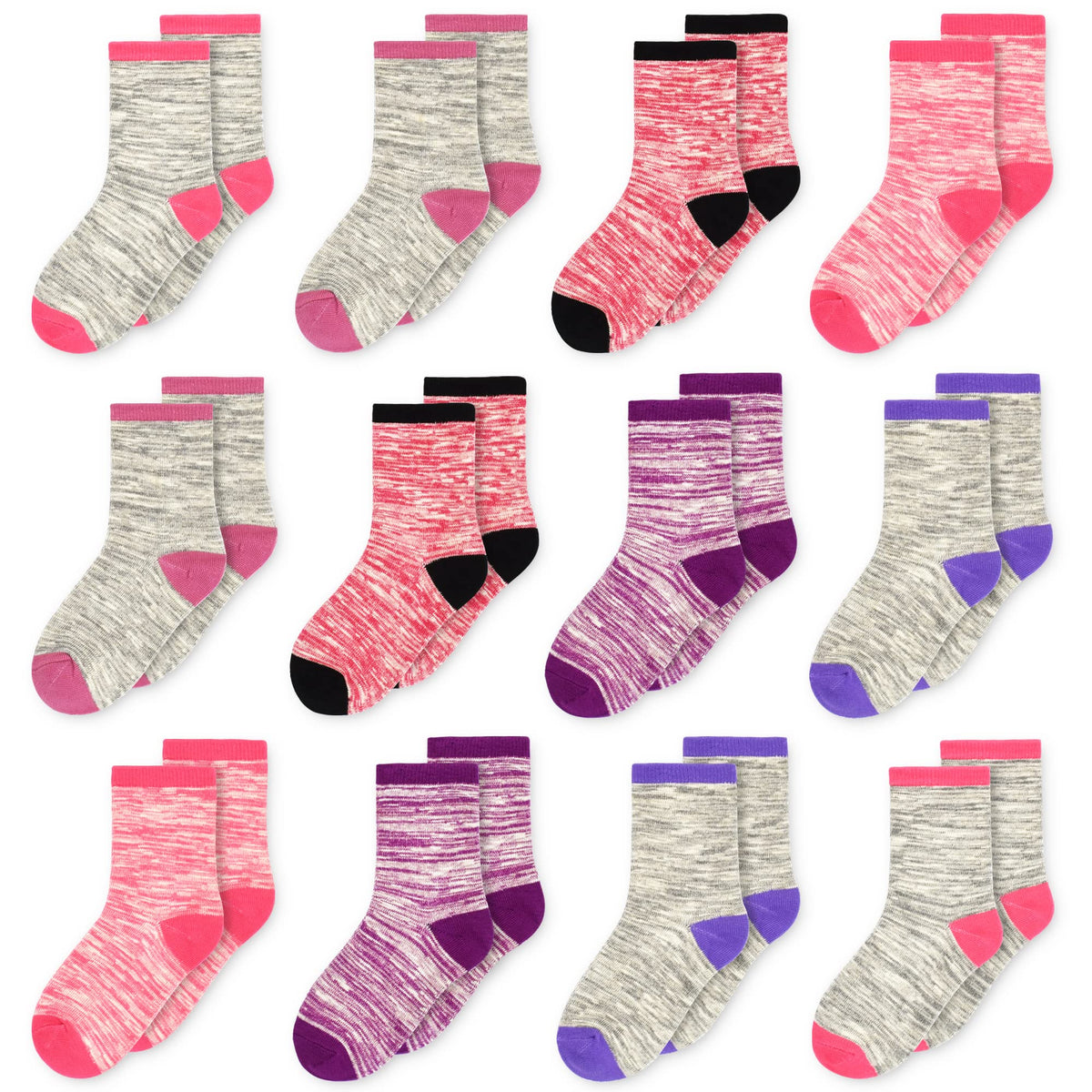 Boys Socks, 12 Pairs Crew Socks for Toddler Kids (1-14 Years Old)