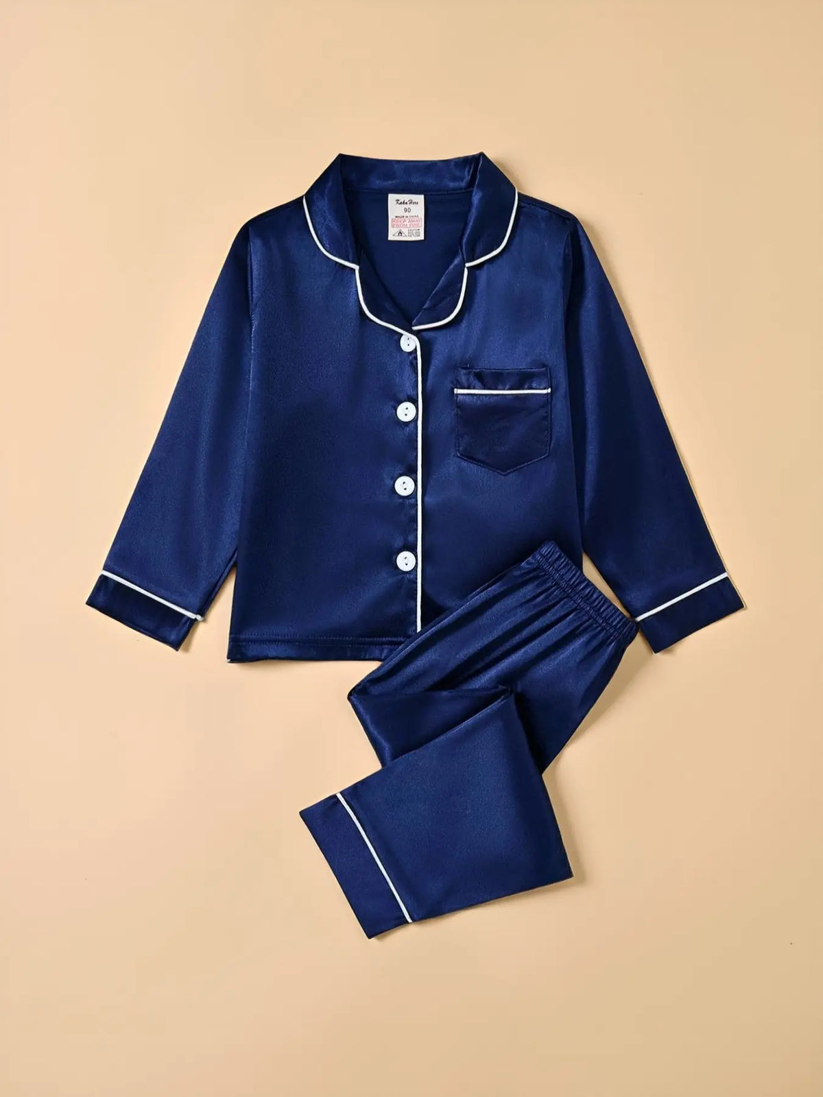 Satin Pajamas Set, Long Sleeve & Pants, Casual Comfy Pajama, Plain Woven Fabric, Casual Summer Sleepwear for Boys & Girls, Snug Fit Pajamas, Fitted Style, Pajama Lounge Sets, Pyjamas Set, Toddler Pjs, Pajama Clothes