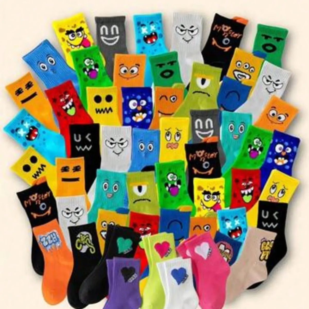Kids' Mid-Calf Socks, Cute & Fun Patterns, College Style, Breathable & Soft, Suitable for All Seasons, Unisex, Ages 1-16, Teen Socks, 5/10 Pairs, Casual Stylish Socks, Youth Socks