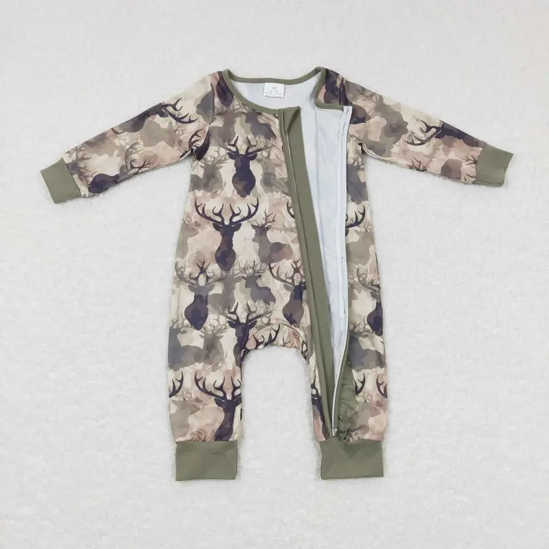 Kids Boy Camo Pajamas Set Deer Hunting Pockets Sleep Wear Winter Clothing