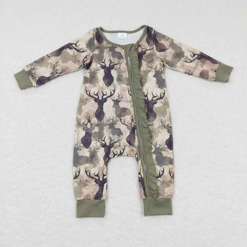Kids Boy Camo Pajamas Set Deer Hunting Pockets Sleep Wear Winter Clothing