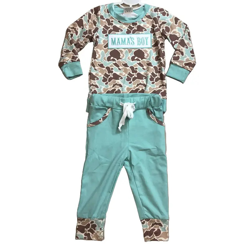 Kids Boy Winter Outfit Mama's Boy Outfit Green Camo Clothing Set Hunting Clothes BLP1336