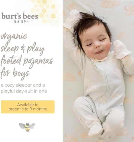 Burt's Bees Baby Boys' Organic Cotton, Sleep and Play Footed Pajamas