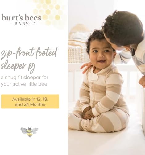 Burt's Bees Baby Boys Footless Pajamas, Sleep and Play Loose Fit, 100% Organic Cotton Soft One-piece PJs, Sizes NB to 6-9 Months