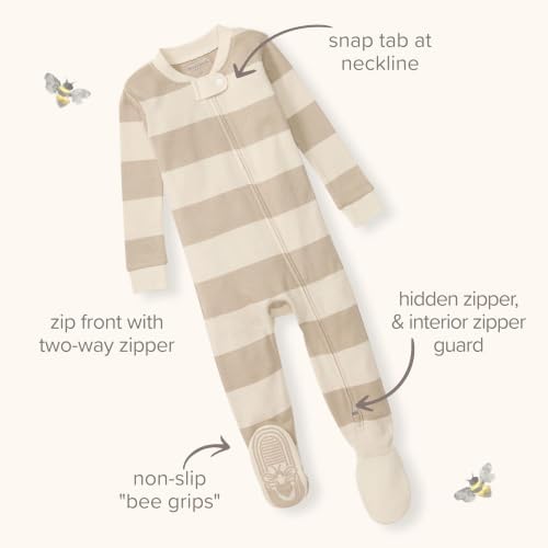 Burt's Bees Baby Boys Footless Pajamas, Sleep and Play Loose Fit, 100% Organic Cotton Soft One-piece PJs, Sizes NB to 6-9 Months