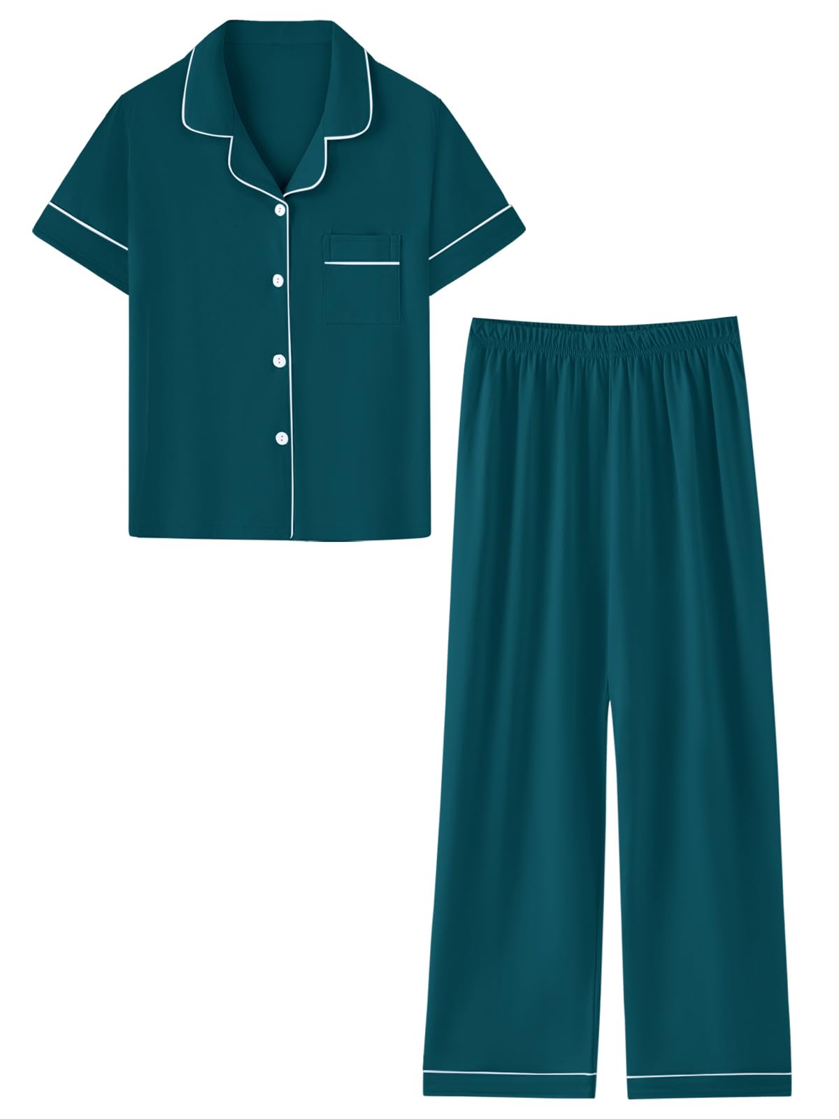 Umeyda Boys 100% Cotton Pajamas Short Sleeve and Long Pants 2-Piece PJ Set