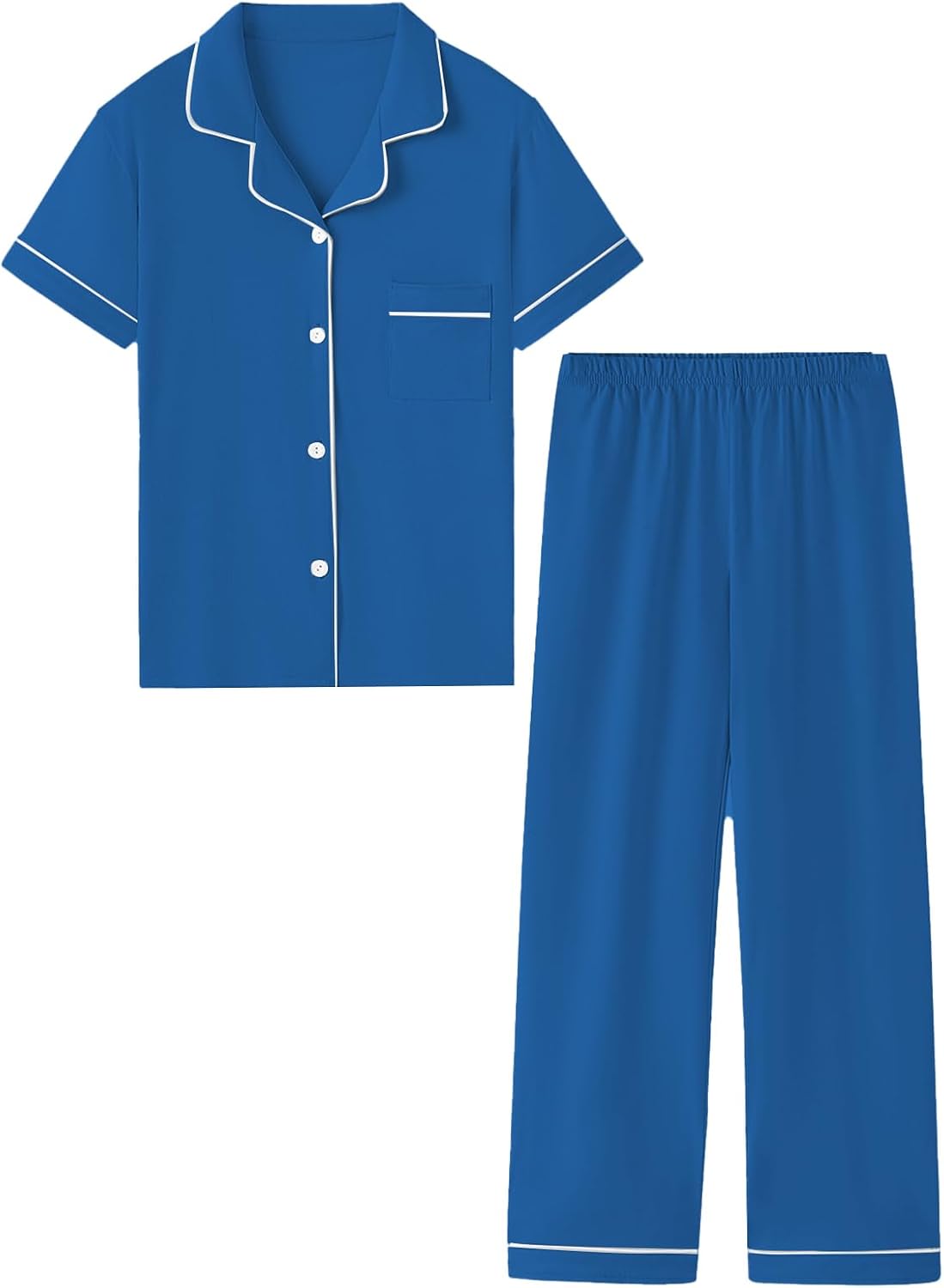 Umeyda Boys 100% Cotton Pajamas Short Sleeve and Long Pants 2-Piece PJ Set