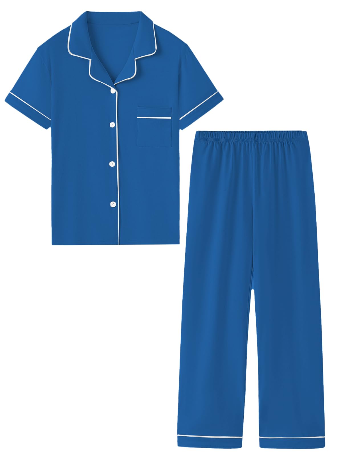Umeyda Boys 100% Cotton Pajamas Short Sleeve and Long Pants 2-Piece PJ Set