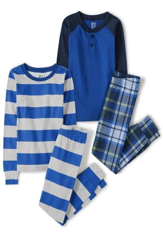 The Children's Place Boys' 100% Cotton Long Sleeve Top and Pants,2 Piece Pajama Set