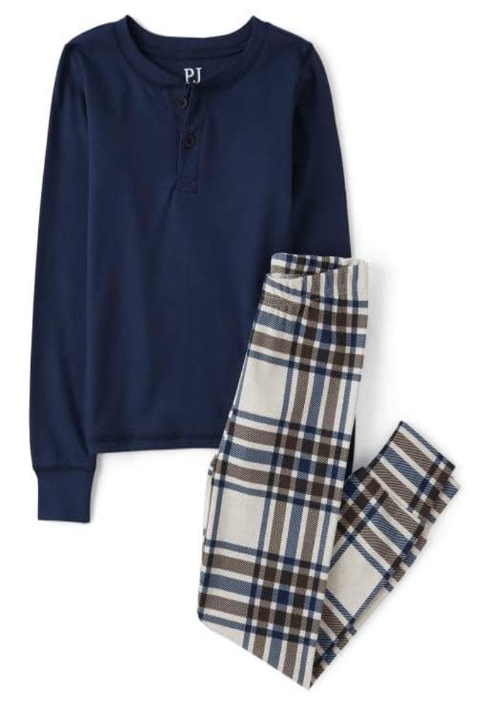 The Children's Place Boys' 100% Cotton Long Sleeve Top and Pants,2 Piece Pajama Set