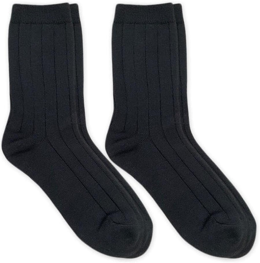 Jefferies Socks Boy's Rayon Derived From Bamboo School Uniform Ribbed Crew Socks 2 Pair Pack
