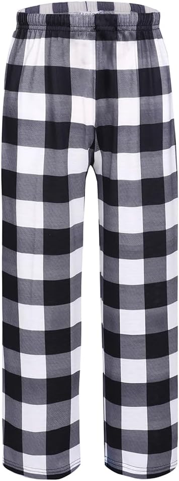 Ekouaer Boys Pajama Pants Plaid Bottoms Comfy Elastic Waist Pjs Bottoms