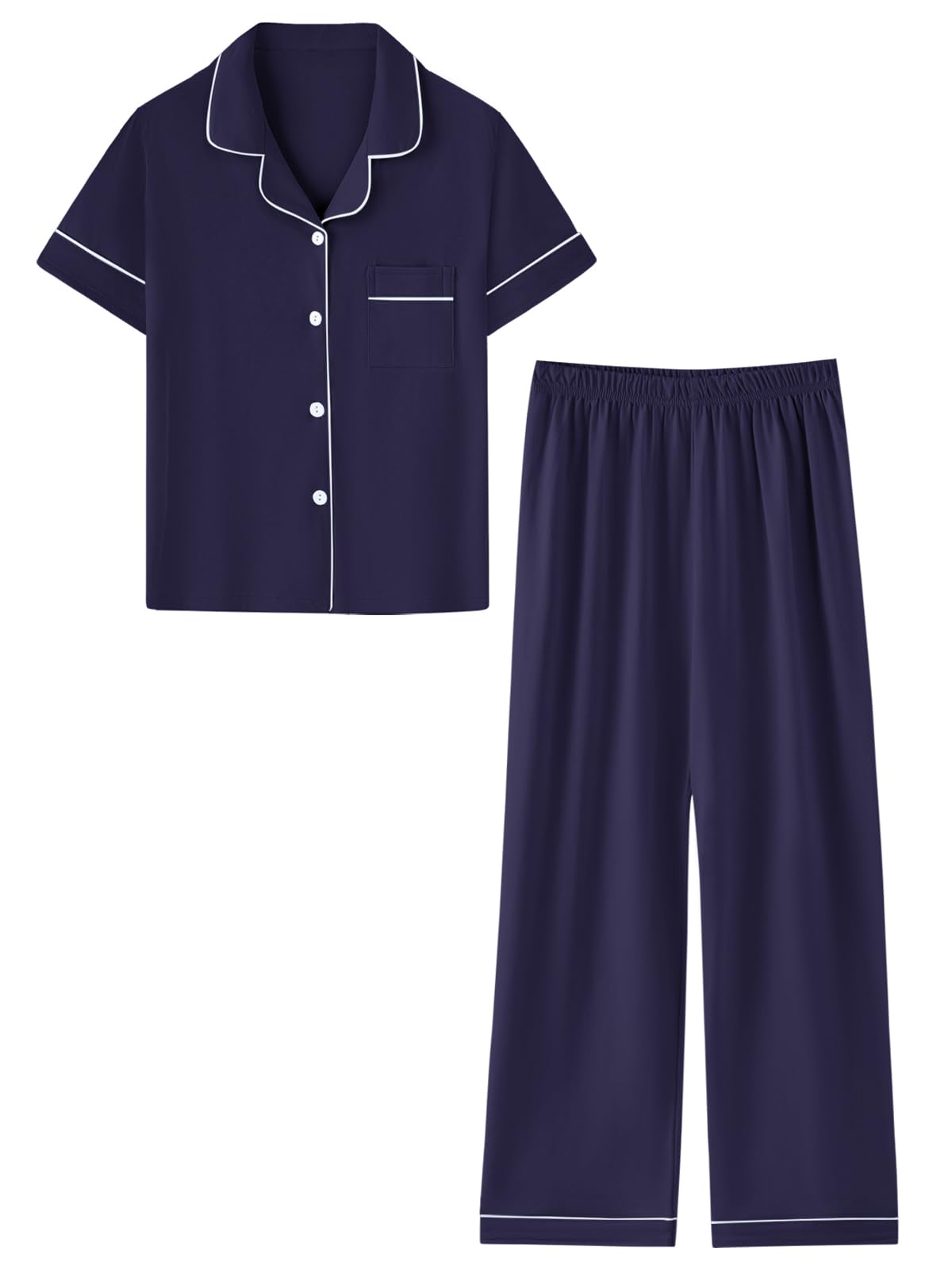 Umeyda Boys 100% Cotton Pajamas Short Sleeve and Long Pants 2-Piece PJ Set