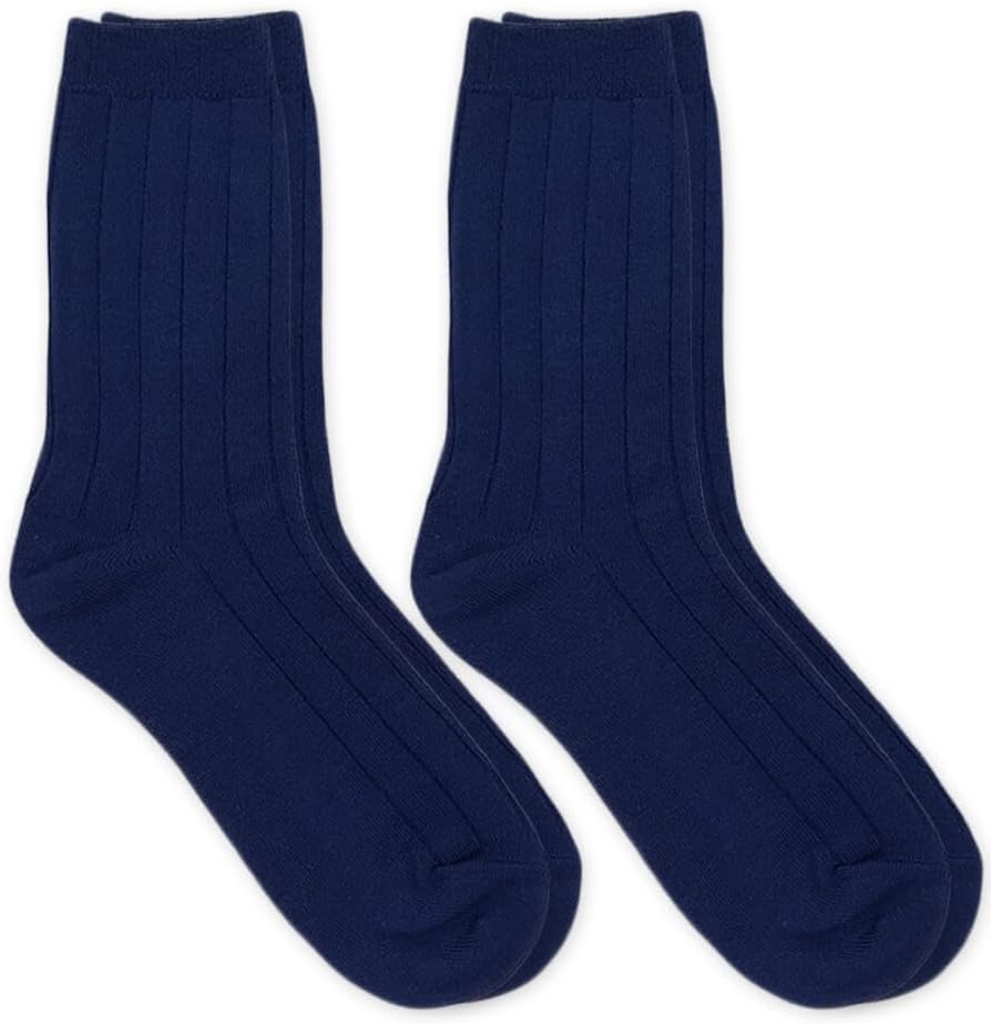 Jefferies Socks Boy's Rayon Derived From Bamboo School Uniform Ribbed Crew Socks 2 Pair Pack