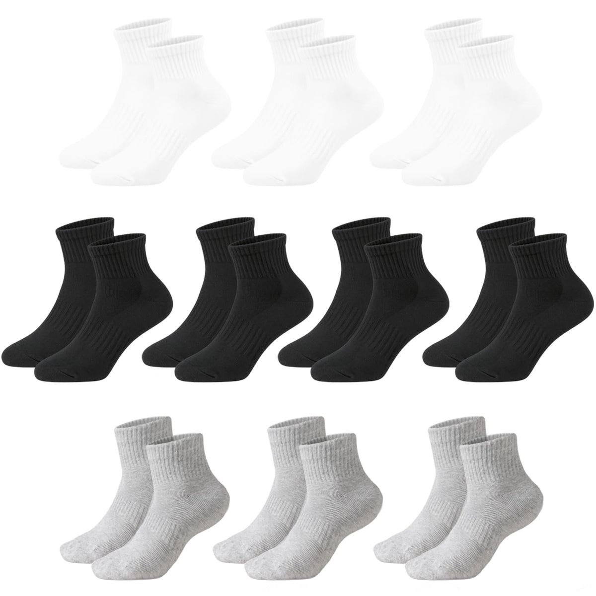 Kids Quarter Ankle Socks for Boys Girls 10 Pack Seamless Athletic Socks