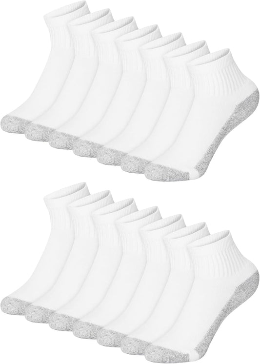 Hanes Boys' Socks Pack, Double Tough Moisture Wicking Ankle, Crew, No Show Socks, 12 & 14 Pair Packs