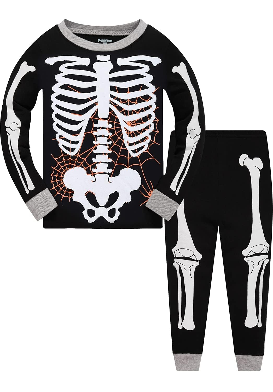 Toddler Boys Skeleton Pajamas Sets Kids Pumpkin Sleepwear Boys Halloween 2 Pcs PJS