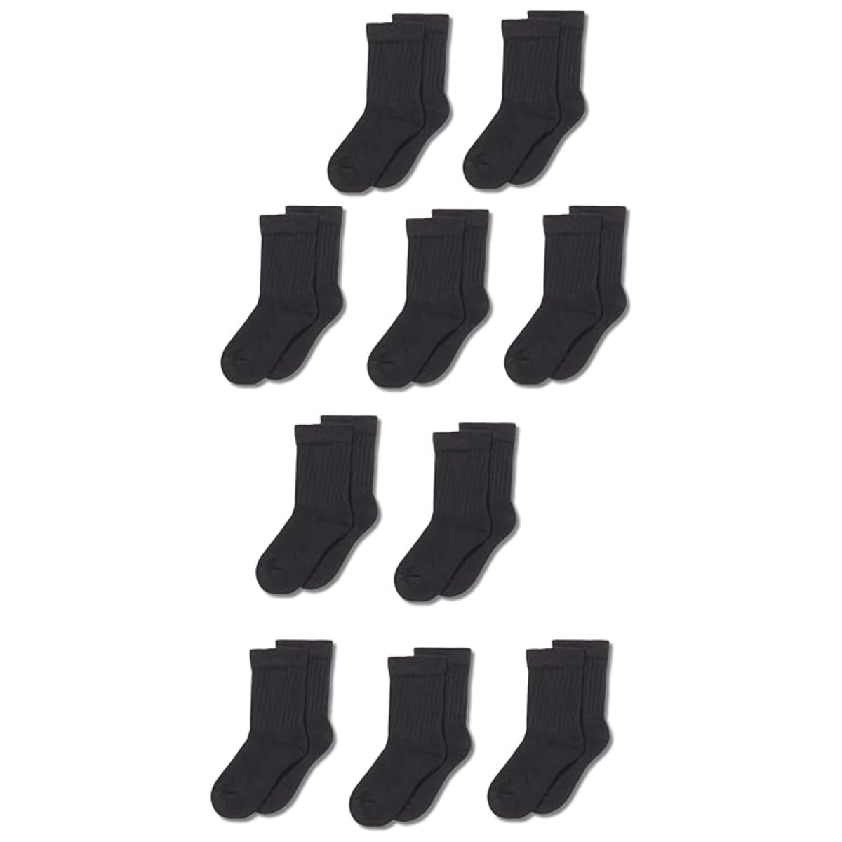 Amazon Essentials Unisex Kids and Toddlers' Cotton Cushioned Crew Socks, 10 Pairs