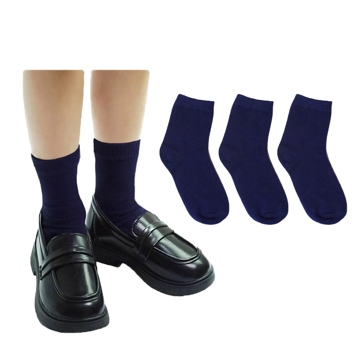Boys Dress Socks 3 Pairs Kids Boys Girls Crew Cotton Uniform Socks