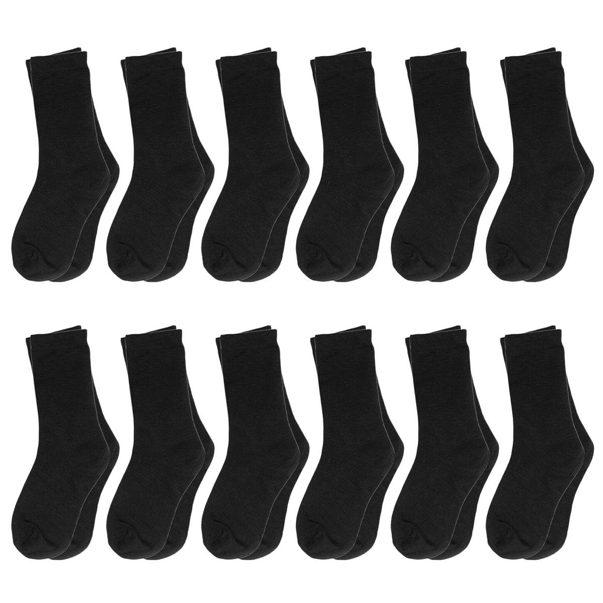 Falari 12-Pack Boy Toddler Kids Cotton Crew Socks, Casual Athletic Dress Socks