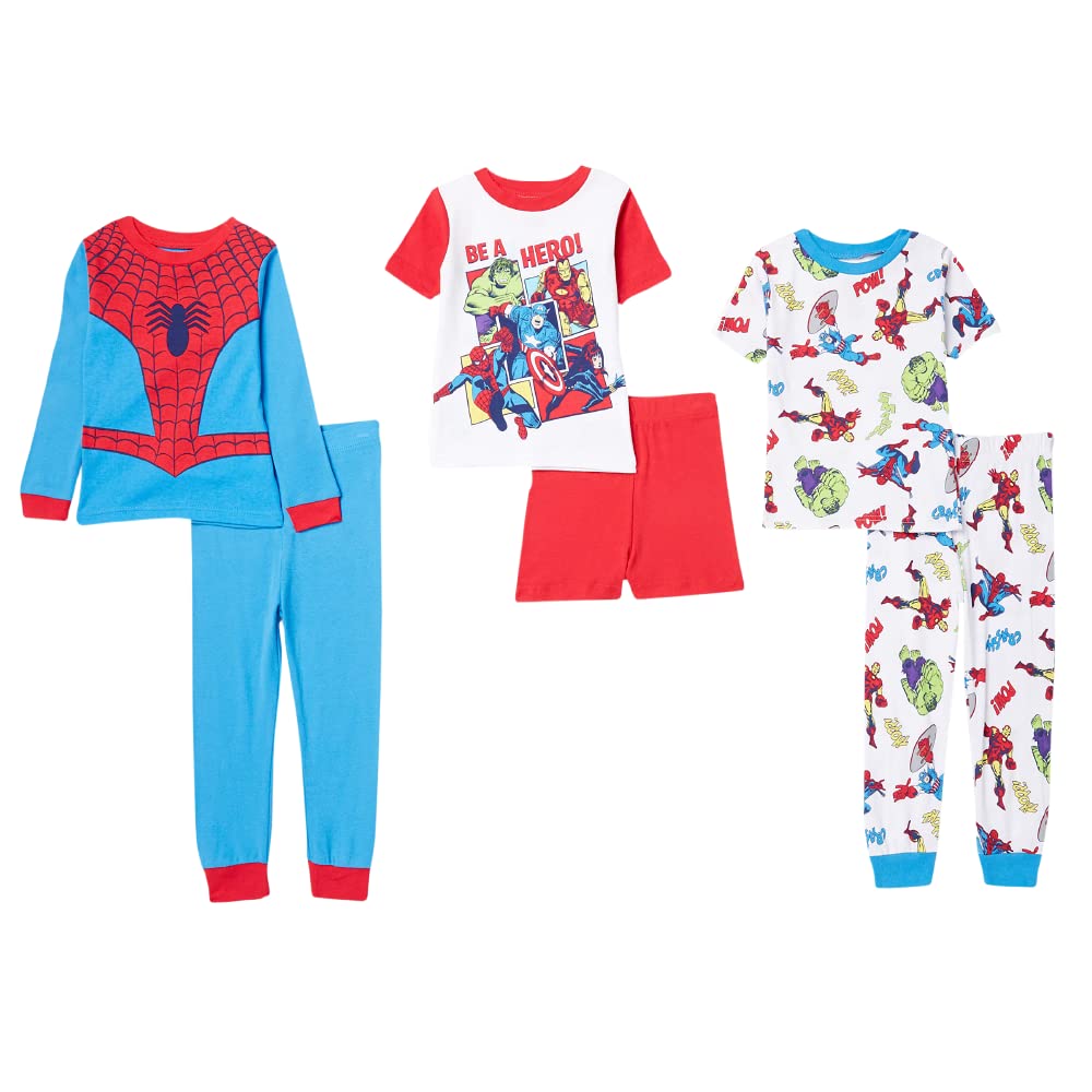 Marvel Boys' 6-piece Snug-fit Cotton Pajama Set, Soft & Cute for Kids, Comfortable Nightwear